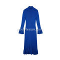 Γυναικείο πλεκτό ραβδωτό τεντώσιμο μανίκι μακρύ φόρεμα